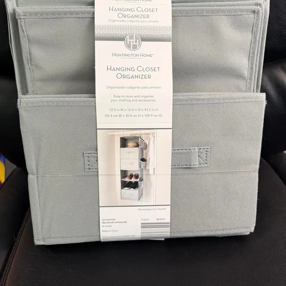 New Huntington Home Hanging Closet Organizer in gray.